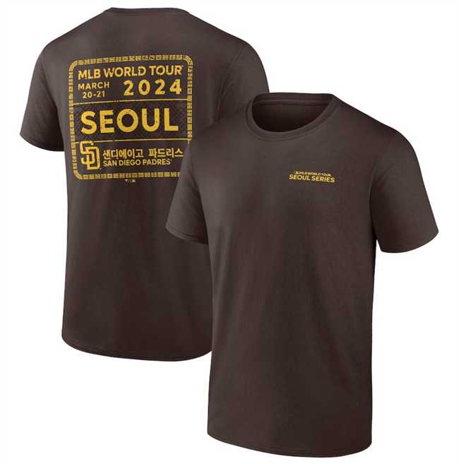 Men's San Diego Padres Brown 2024 World Tour Seoul Series Stamp T-Shirt,We sell and wholesale Men's San Diego Padres Brown 2024 World Tour Seoul Series Stamp T-Shirt on line form chian!